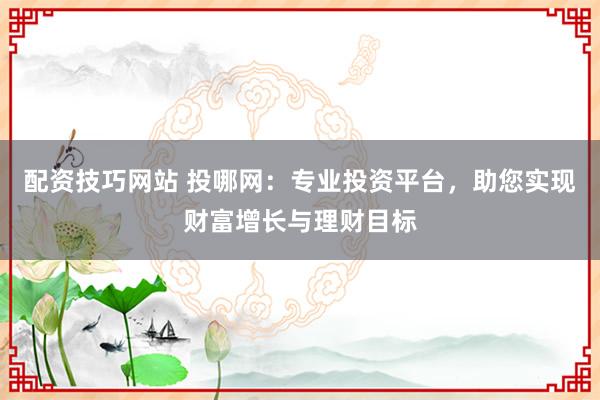 配资技巧网站 投哪网：专业投资平台，助您实现财富增长与理财目标