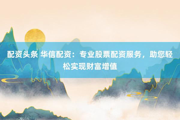 配资头条 华信配资：专业股票配资服务，助您轻松实现财富增值