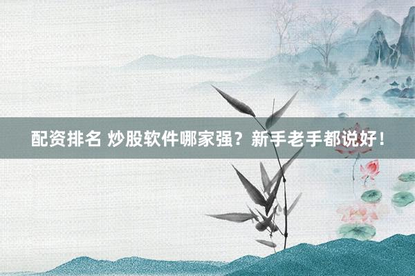 配资排名 炒股软件哪家强？新手老手都说好！