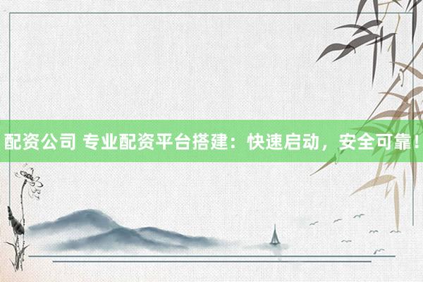 配资公司 专业配资平台搭建:快速启动,安全可靠!