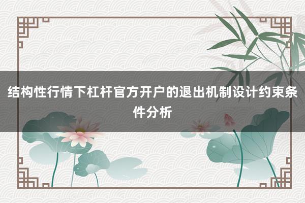 结构性行情下杠杆官方开户的退出机制设计约束条件分析