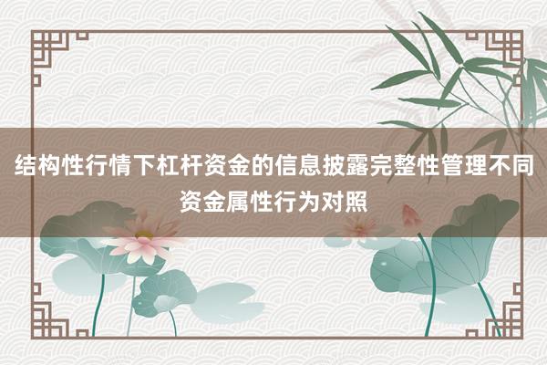 结构性行情下杠杆资金的信息披露完整性管理不同资金属性行为对照