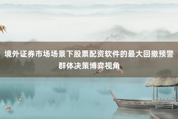 境外证券市场场景下股票配资软件的最大回撤预警群体决策博弈视角
