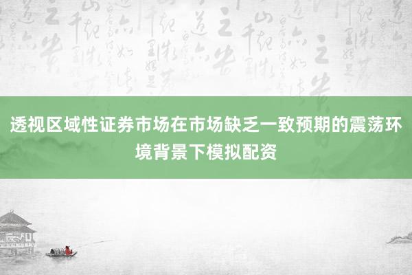 透视区域性证券市场在市场缺乏一致预期的震荡环境背景下模拟配资