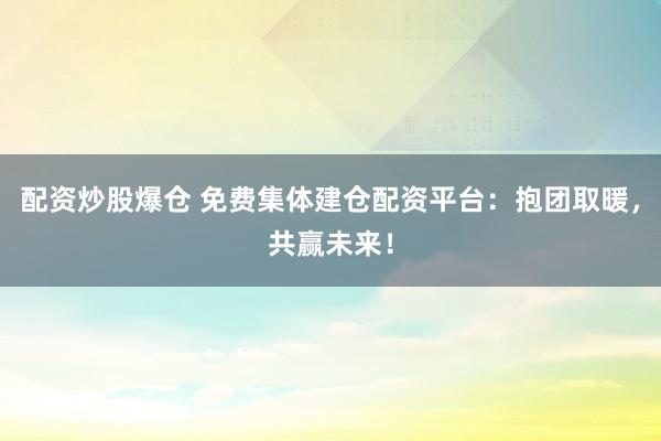 配资炒股爆仓 免费集体建仓配资平台：抱团取暖，共赢未来！