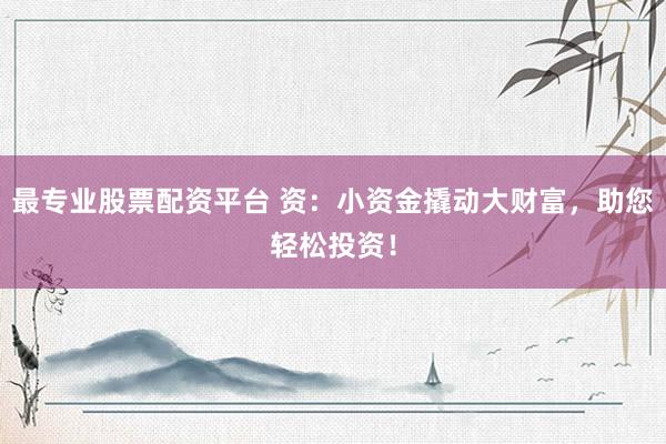 最专业股票配资平台 资：小资金撬动大财富，助您轻松投资！