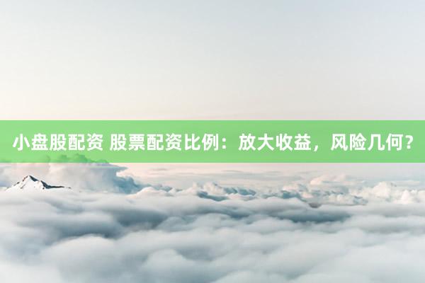 小盘股配资 股票配资比例：放大收益，风险几何？
