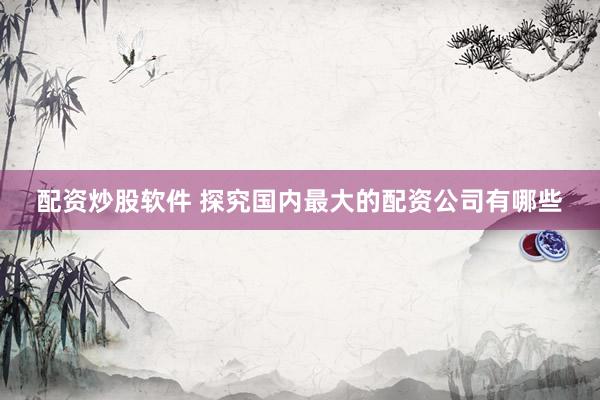 配资炒股软件 探究国内最大的配资公司有哪些
