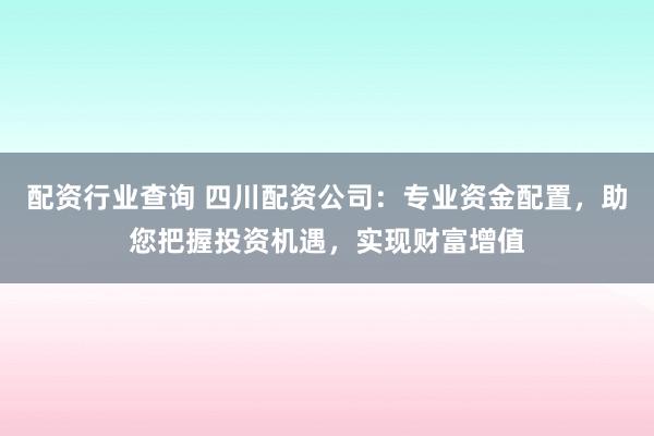 配资行业查询 四川配资公司:专业资金配置,助您把握投资机遇,实现财富增值