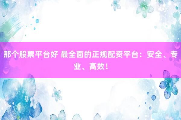 那个股票平台好 最全面的正规配资平台：安全、专业、高效！